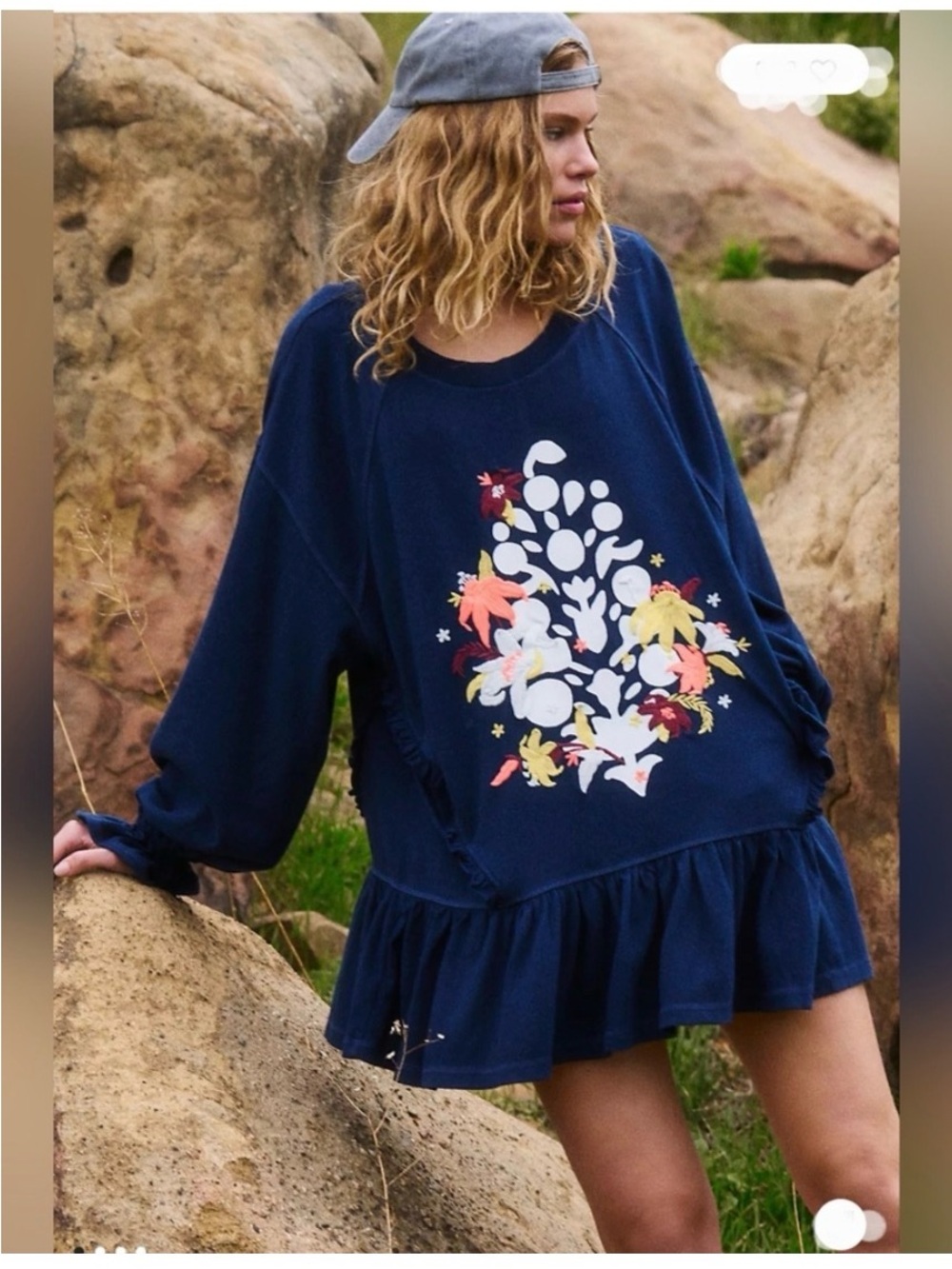 NWT FP Movement Free People Spring Forward Logo Sweatshirt Tunic Dress Medium